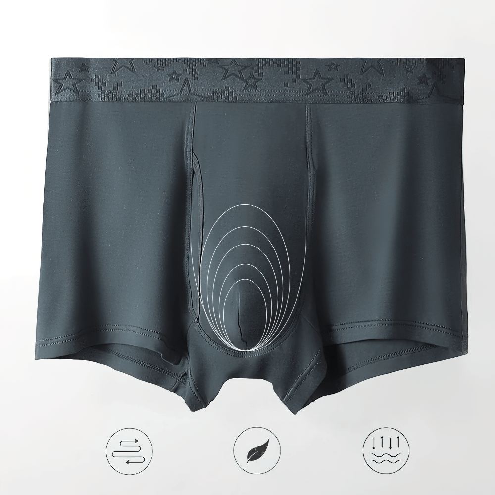 Men's Boxer Briefs with Star Waistband Detail - SF4745 in dark gray with a sleek design and star accent.