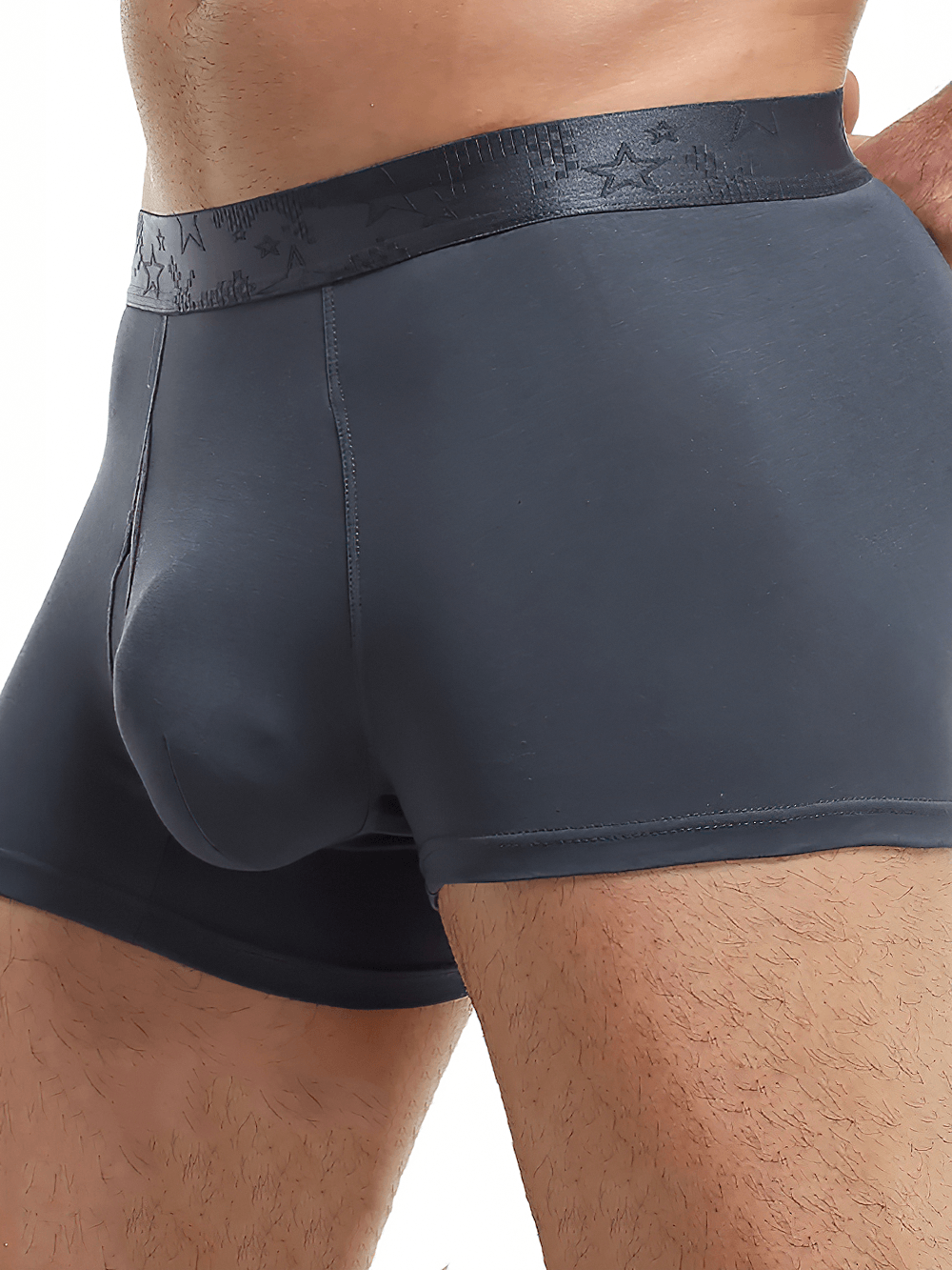 Men's Boxer Briefs with Star Waistband Detail - SF4745 in dark color, showcasing the star-adorned waistband and fitted design.