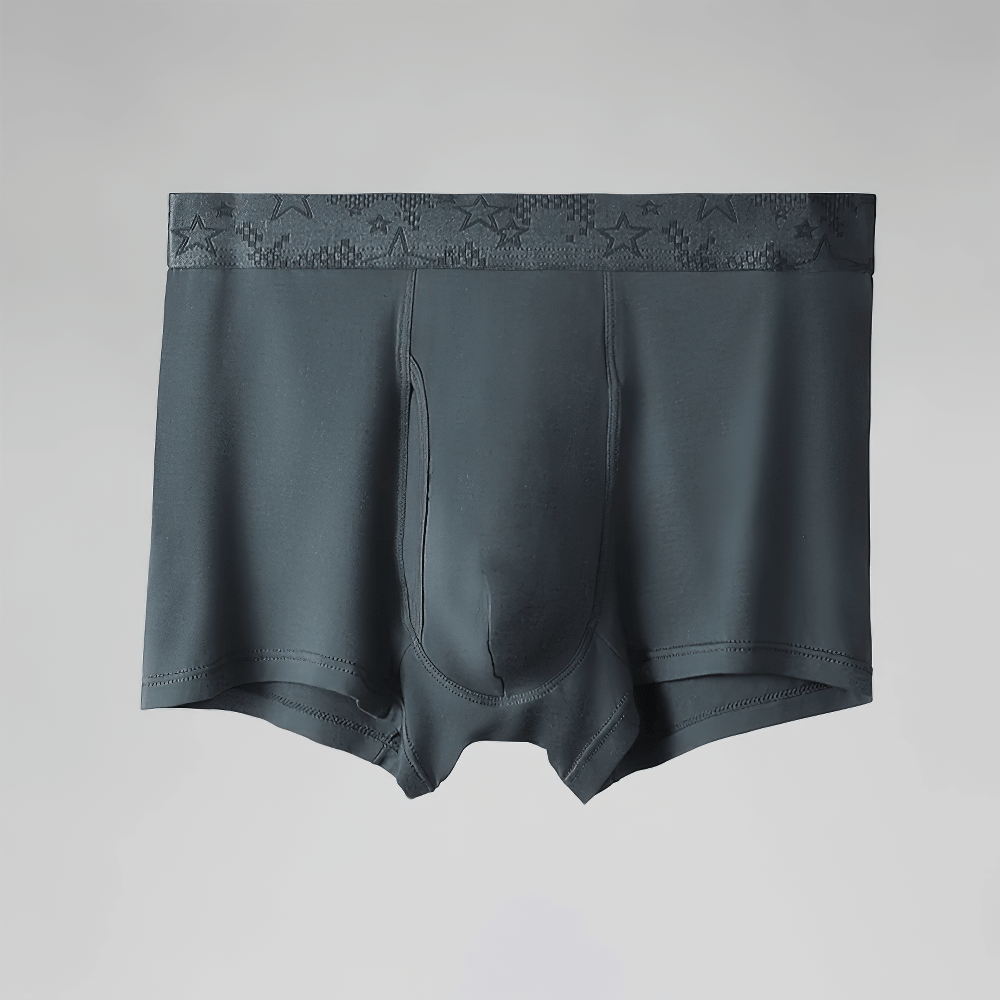 Men's Boxer Briefs with Star Waistband Detail - SF4745 in sleek black fabric, showcasing star-patterned waistband.