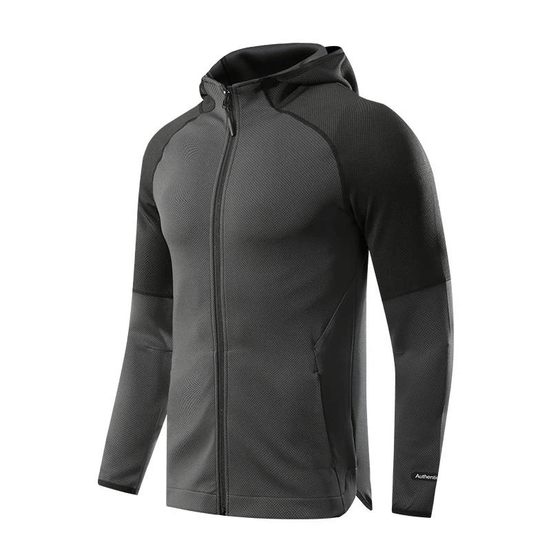 Men's Breathable Hooded Running Jacket SF1836, black, anti-wrinkle, anti-pilling, ideal for active lifestyle, male apparel