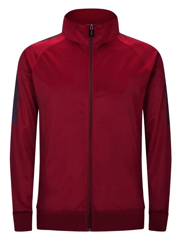 Men's breathable sport jacket with zipper in red, designed for comfort during workouts. Lightweight microfiber material, SF1839.