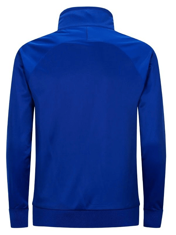 Men's blue breathable sport jacket with zipper, ideal for running and workouts, featuring lightweight microfiber for comfort.
