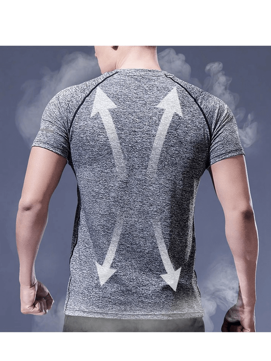 Men's breathable sportswear showcasing the back view of a fitness tee with moisture-wicking design, ideal for gym workouts - SF2027