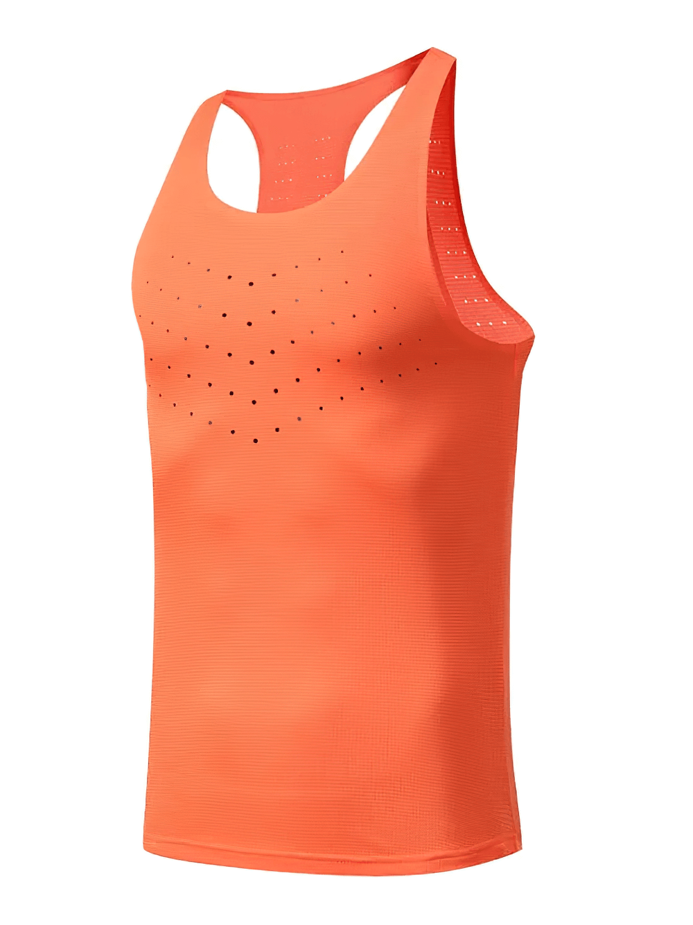 Men's Breathable Tank Top for Gym and Running - SF4090 in orange mesh fabric, perfect for fitness and sports activities.