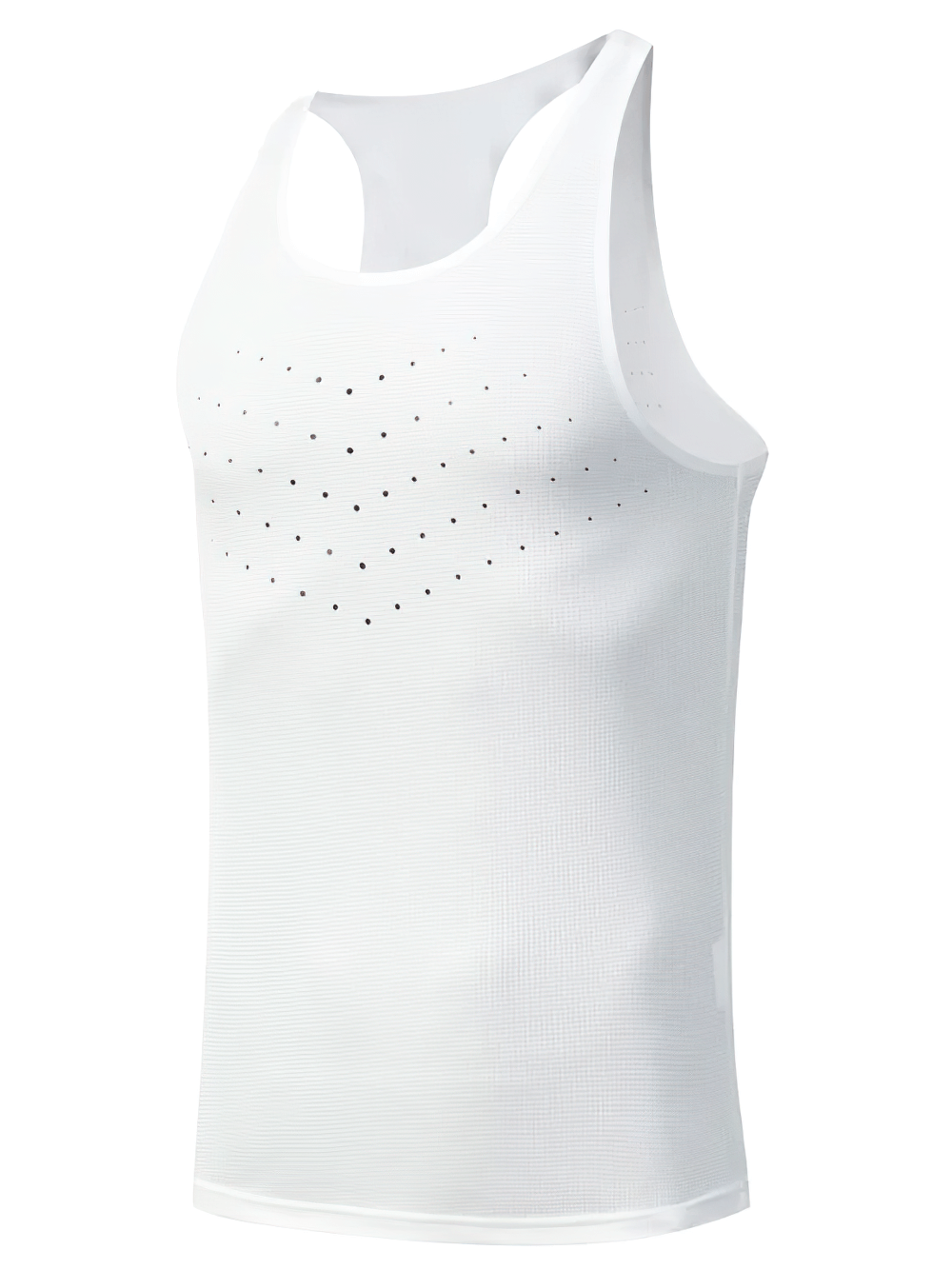 Men's Breathable Tank Top for Gym and Running - SF4090 in white mesh fabric. Perfect for performance and comfort during workouts.