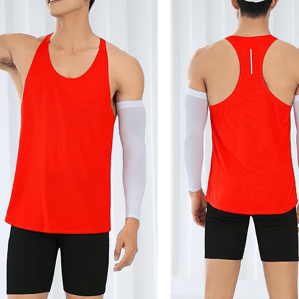 Men's Breathable Tank Top for Gym and Running - SF4090 in vibrant red color, perfect for workouts and sports.