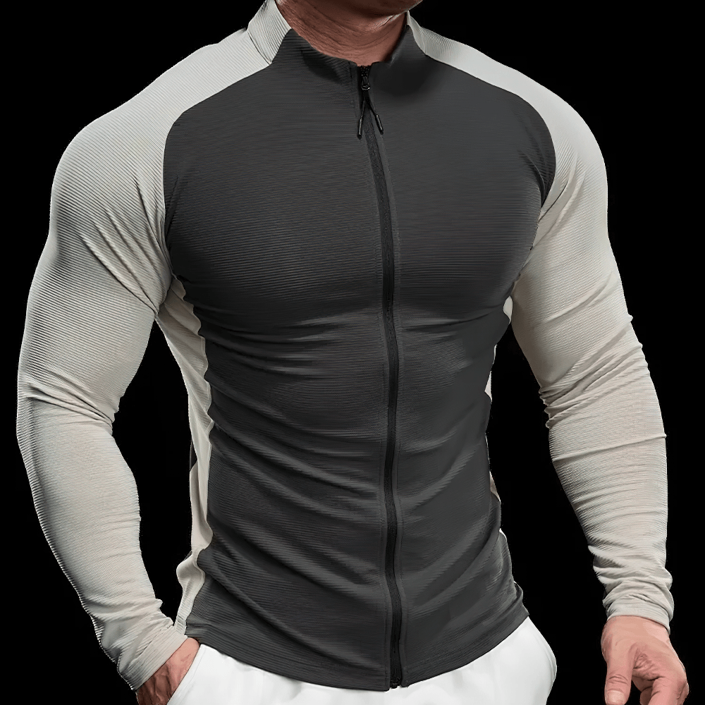 Men's Breathable Zip Front Running Training Jacket - SF4598 model showcasing athletic fit and lightweight design.