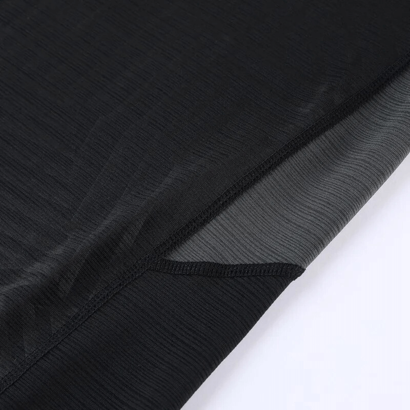 Close-up of Men's Casual Sports Long Sleeves Top - SF1556, showcasing polyester fabric detail emphasizing breathability and comfort.