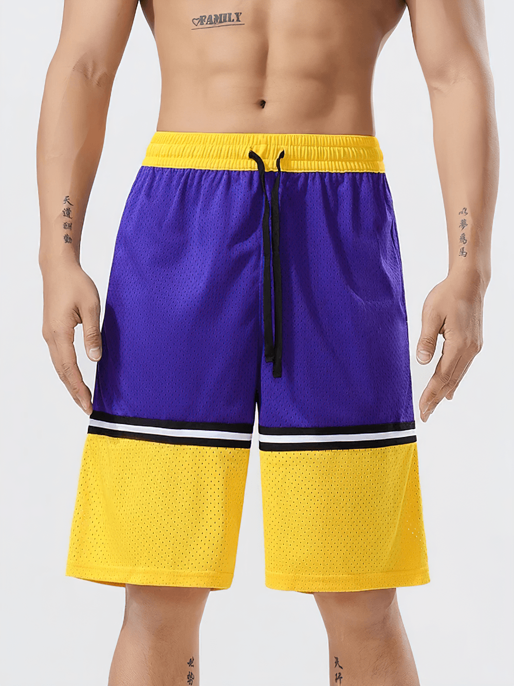 Men's Color Block Mesh Basketball Training Shorts - SF4573 showcasing breathable and stylish design for workouts.