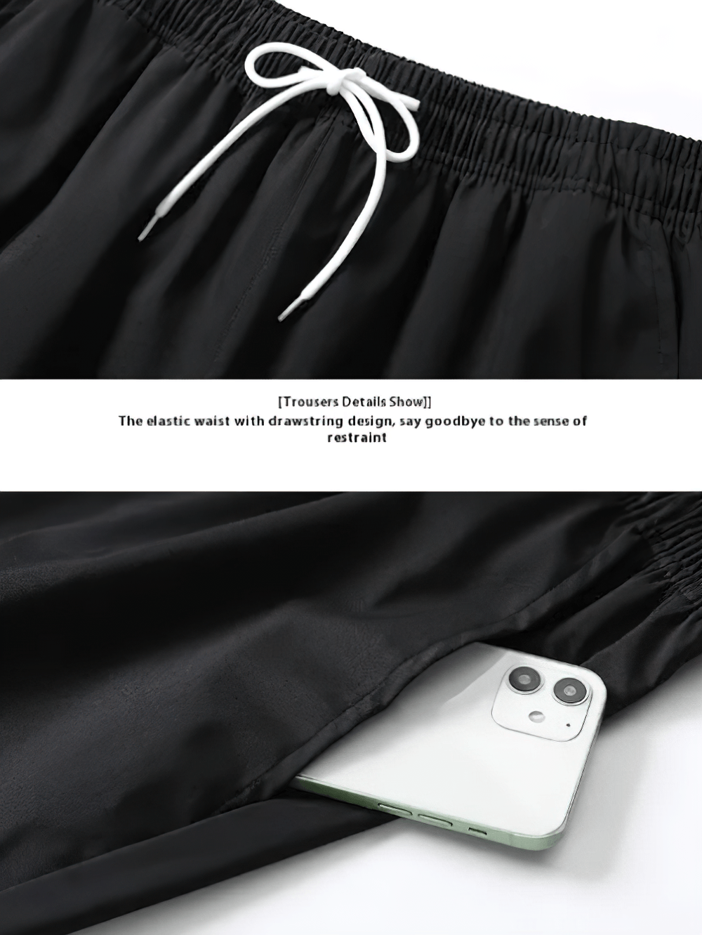 Men's Color Block Tracksuit with Hooded Jacket - SF4702 featuring elastic waist with drawstring for comfort.