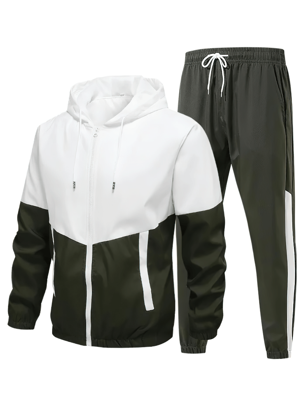 Men's Color Block Tracksuit with Hooded Jacket - SF4702, featuring a stylish zip hooded jacket and jogger pants.