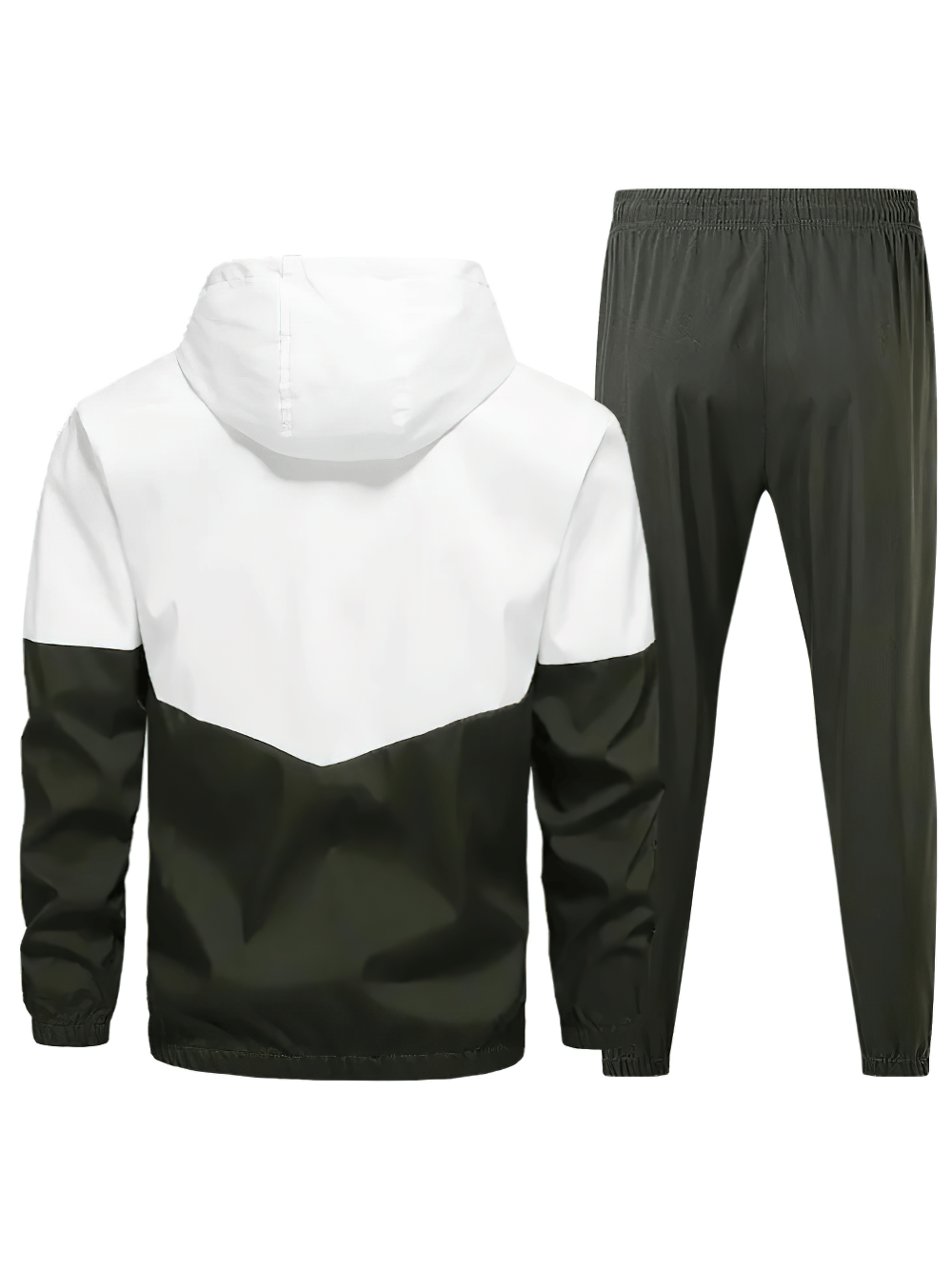 Men's Color Block Tracksuit with Hooded Jacket - SF4702 in black and white, perfect for casual streetwear and training.