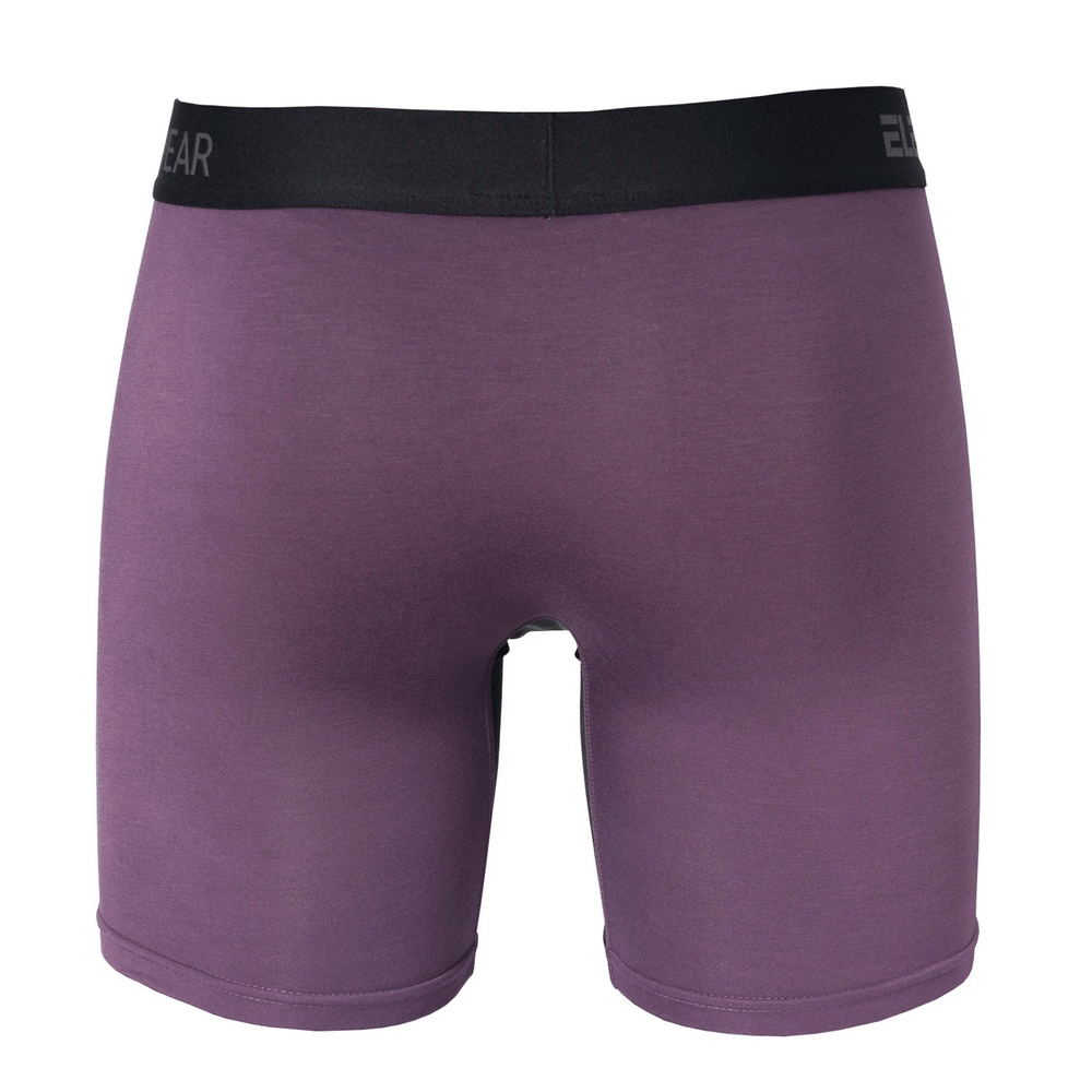 Men's Colorblock Boxer Briefs with Open Fly Pouch - SF4743 in purple back view with elastic waistband.