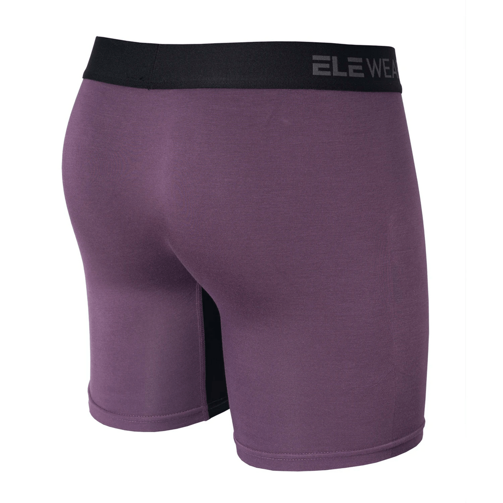 Men's Colorblock Boxer Briefs with Open Fly Pouch - SF4743 in purple with elastic waistband and sporty design.