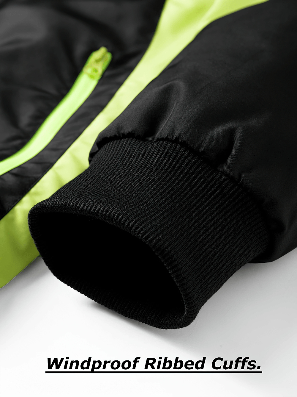 Close-up of windproof ribbed cuffs from Men's Colorblock Zip Up Track Suit with Jogger Pants - SF4558.