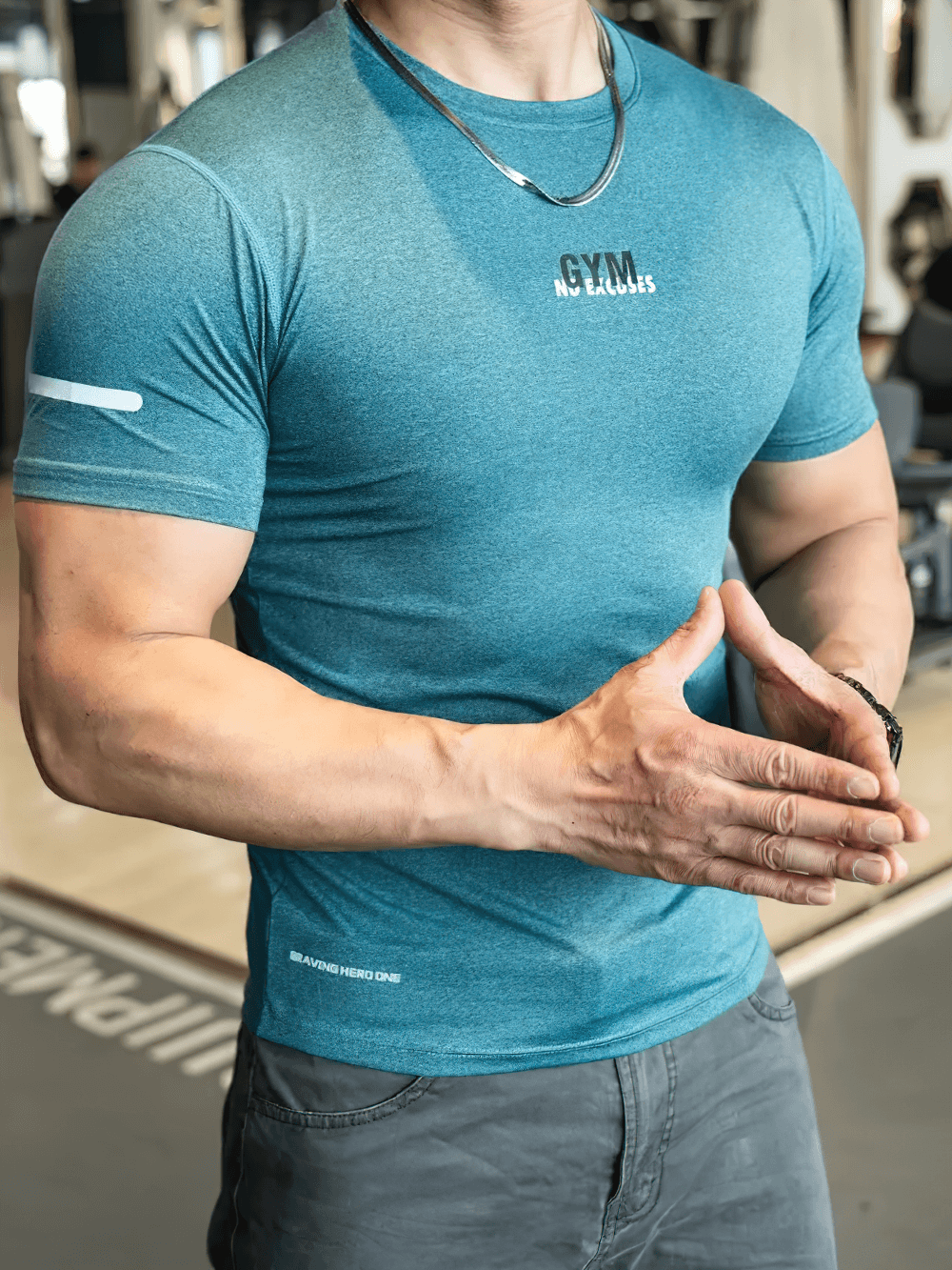 Alt Tag: Men's Compression Gym T-Shirt for Workout Training - SF4359 slim-fit short sleeve compression tee for gym training and running