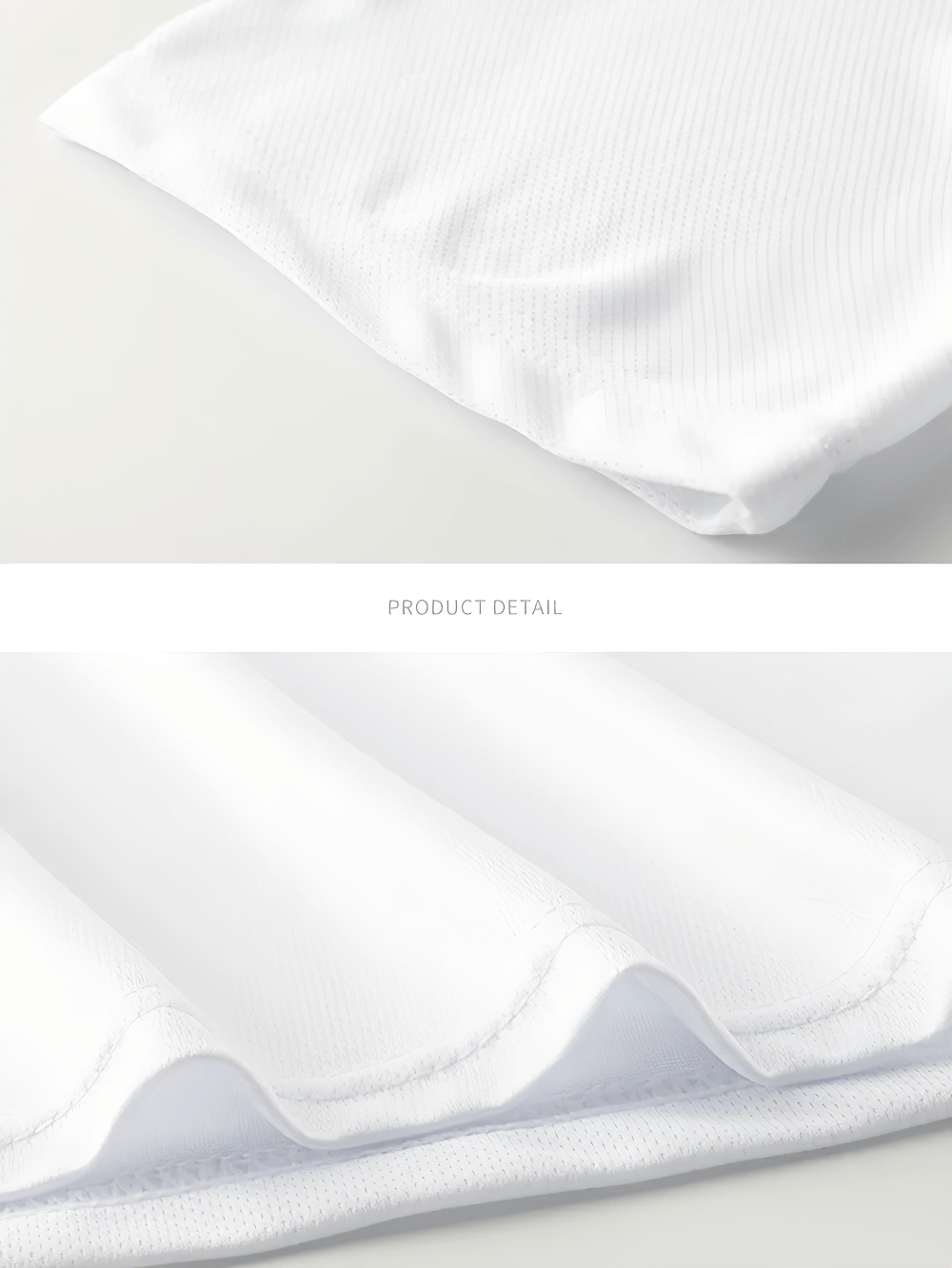 Alt Tag: Men's Contrast Running T-Shirt for Outdoor Fitness - SF4418 white stretch fabric close-up, breathable lightweight sports tee detail