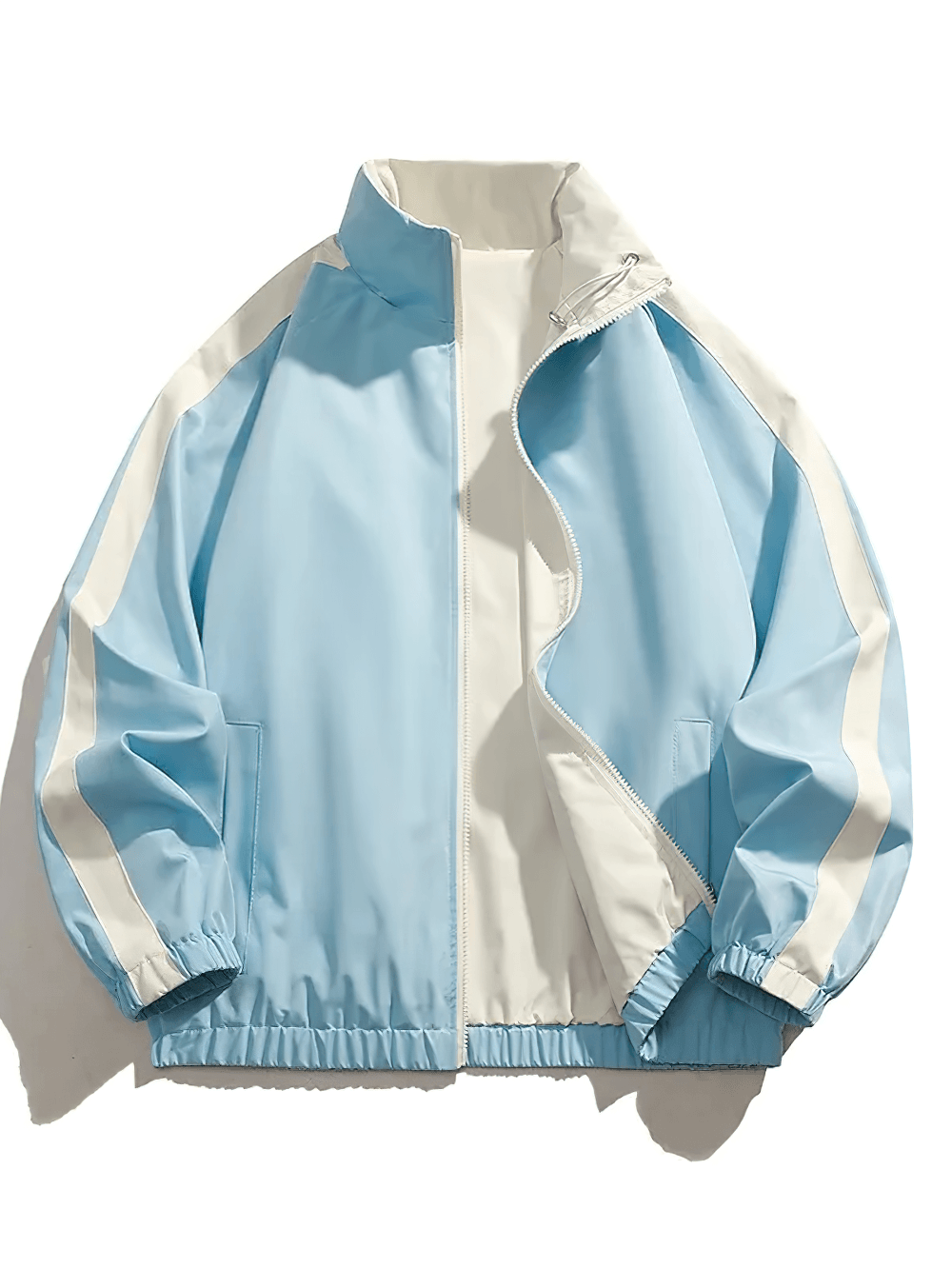Men's Contrast Stand Collar Sport Jacket with Zip - SF4736 in light blue color with white accents.