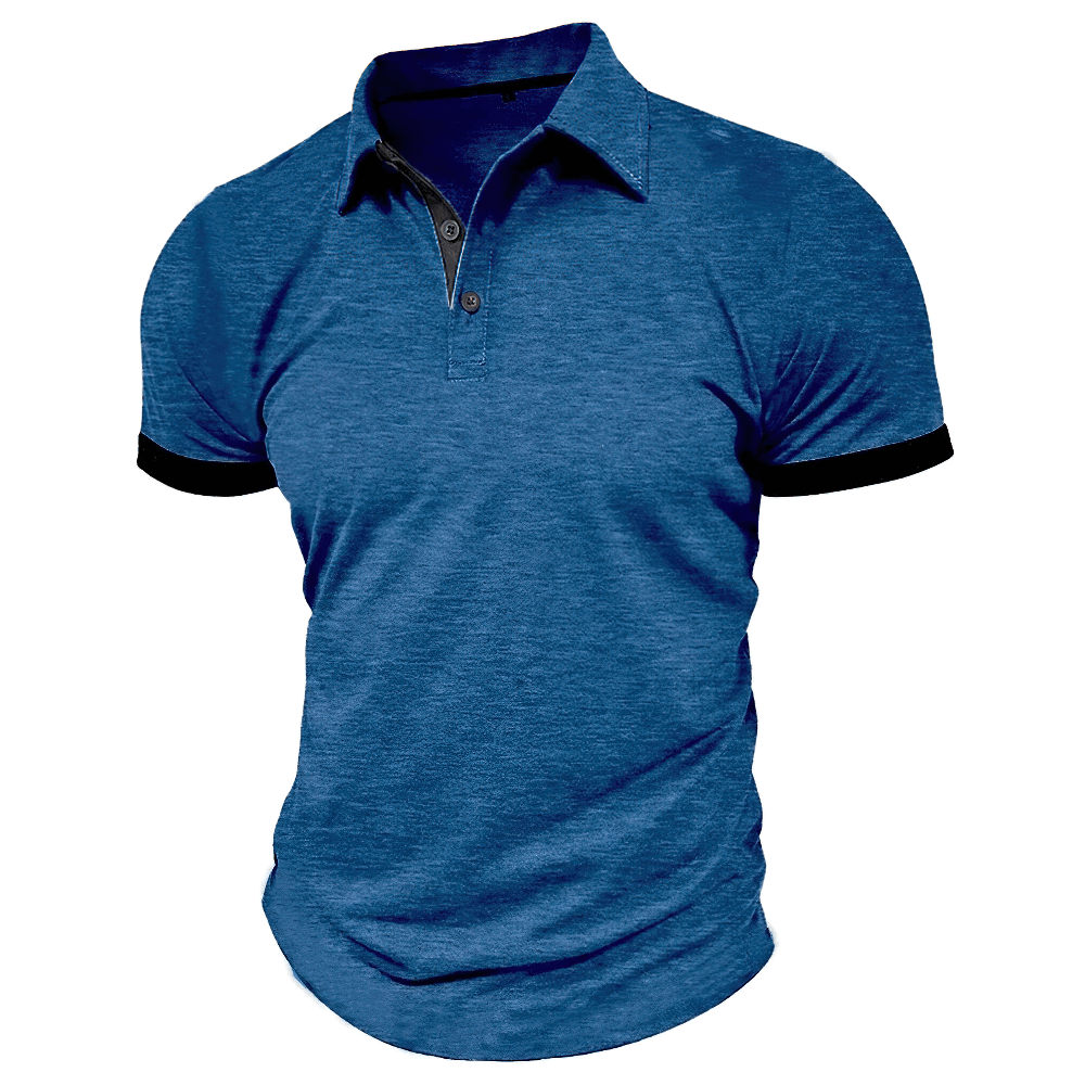 Men's Contrast Trim Short-Sleeved Polo Shirt - SF4351 blue color block short sleeve golf polo with contrast collar and sleeve trim