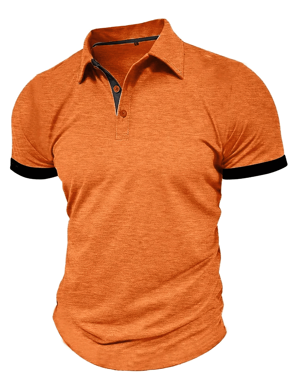 Alt Tag: Men's Contrast Trim Short-Sleeved Polo Shirt - SF4351 orange color block short sleeve polo with black trim collar and cuffs
