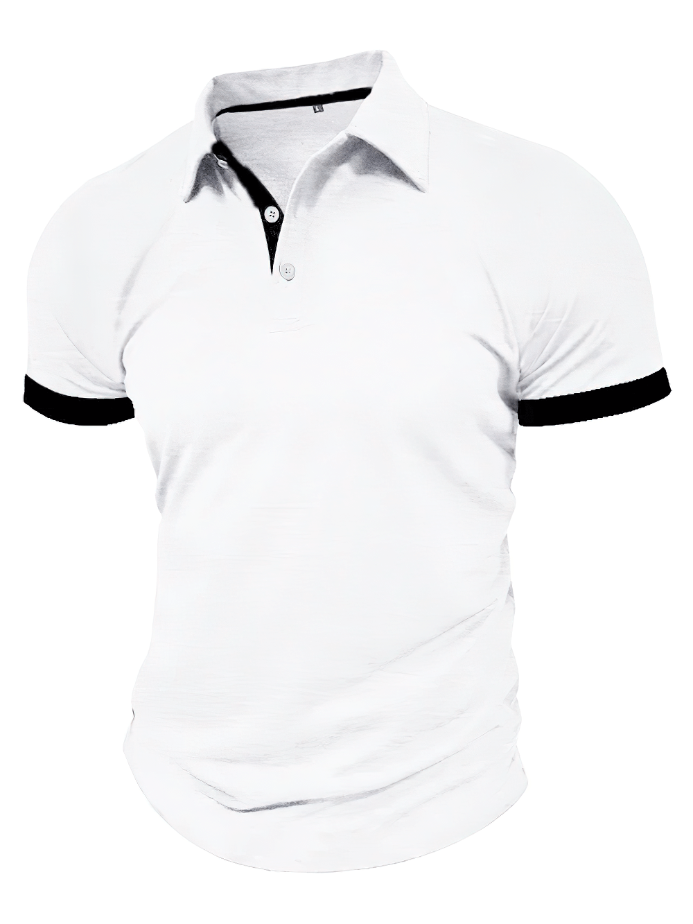 Alt Tag: Men's Contrast Trim Short-Sleeved Polo Shirt - SF4351 white short-sleeve polo with black trim collar and sleeves