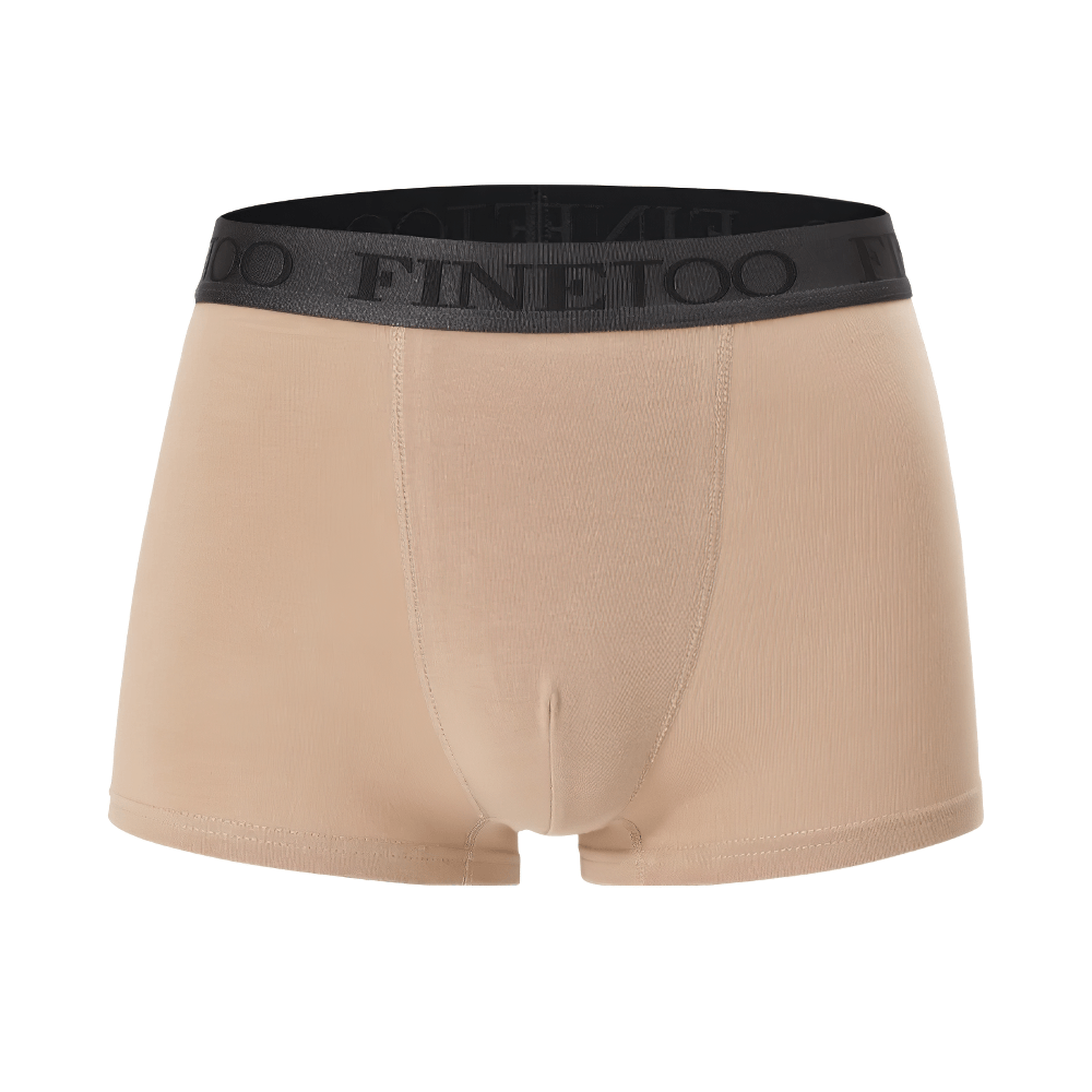 Men's Cotton Boxer Briefs with Letters Waistband - SF4676 in apricot color with a black logo waistband.