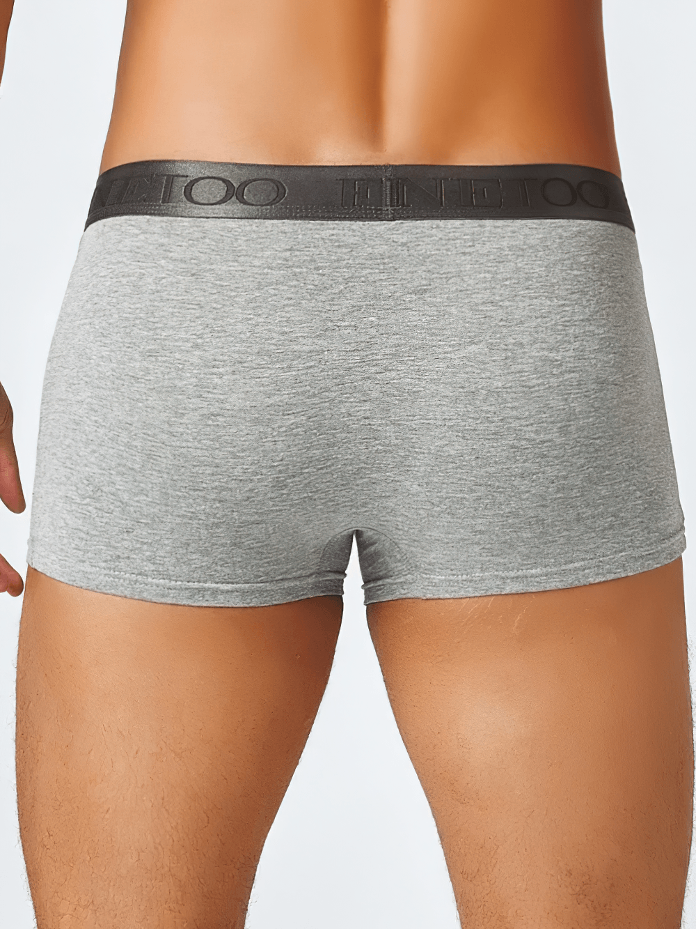 Men's Cotton Boxer Briefs with Letters Waistband - SF4676 in light gray, showing a sleek fit from the back.