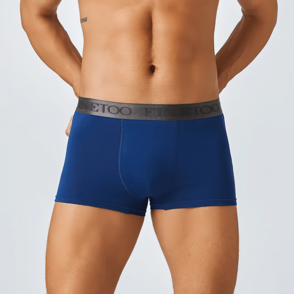 Men's Cotton Boxer Briefs with Letters Waistband - SF4676 in navy blue showcasing a sleek fit and comfortable elastic band.