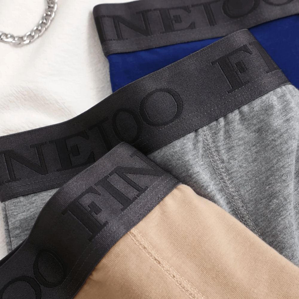 Men's Cotton Boxer Briefs with Letters Waistband - SF4676 showcasing various colors and logo waistband.