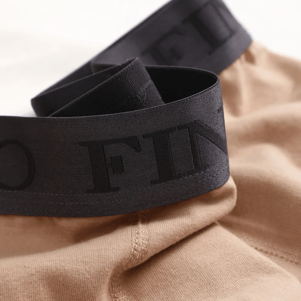 Men's Cotton Boxer Briefs with Letters Waistband - SF4676 showing black logo waistband and light fabric.