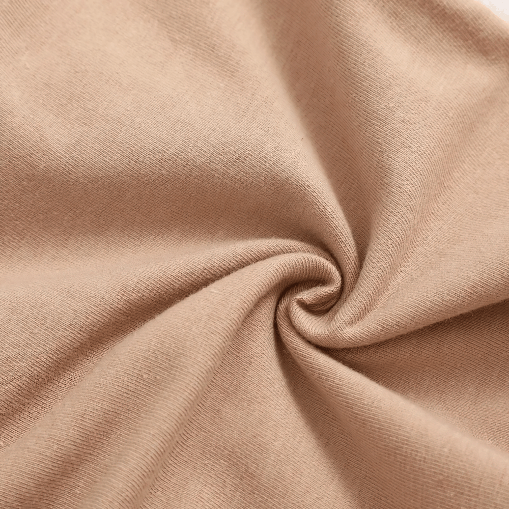 Men's Cotton Boxer Briefs with Letters Waistband - SF4676 fabric texture close-up in light apricot color.