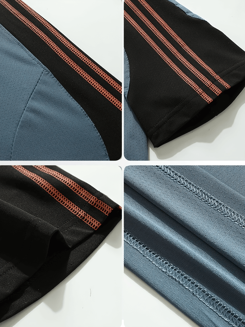 Alt Tag: Men's Crewneck Sports T-Shirt with Contrast Sleeves - SF4417 close-up of contrast sleeve and stripe shoulder trim, smooth stretch fabric