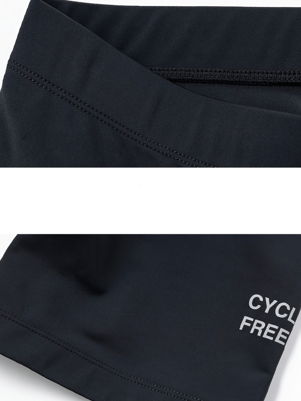 Close-up of men's padded cycling shorts with elastic waistband and breathable fabric, part of SF2595 jersey set.