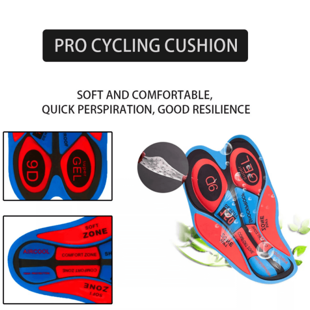 Men's 9D Gel Padded Cushion for Cycling Bib Pants, Soft and Quick-Drying for Optimal Comfort and Performance.