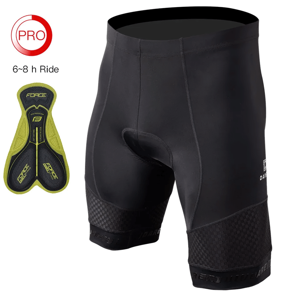 Men's cycling shorts with 3D gel pad for 6-hour rides, featuring reflective elements and quick-dry fabric for optimal performance.