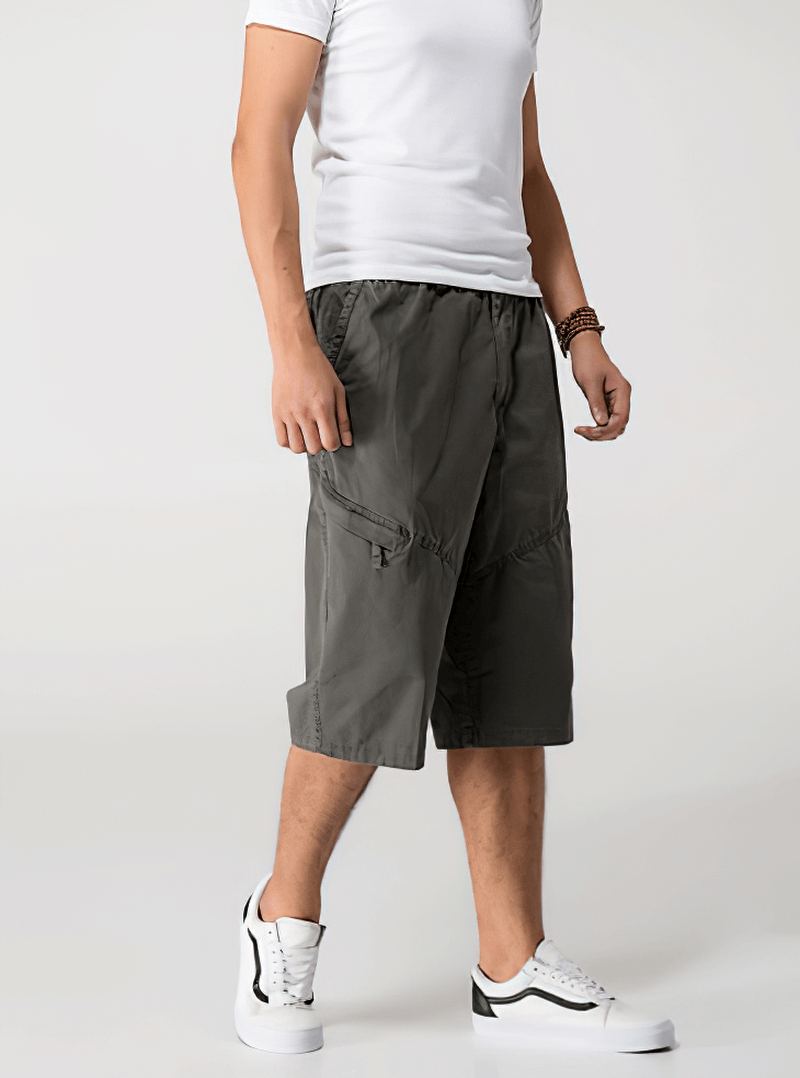 Men's Elastic Waist Loose Shorts With Zipper Pockets - SF1347