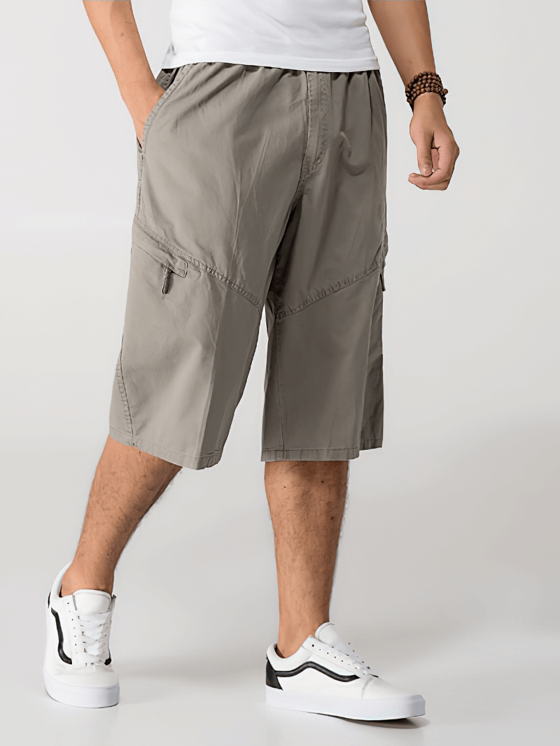 Men's Elastic Waist Loose Shorts With Zipper Pockets - SF1347
