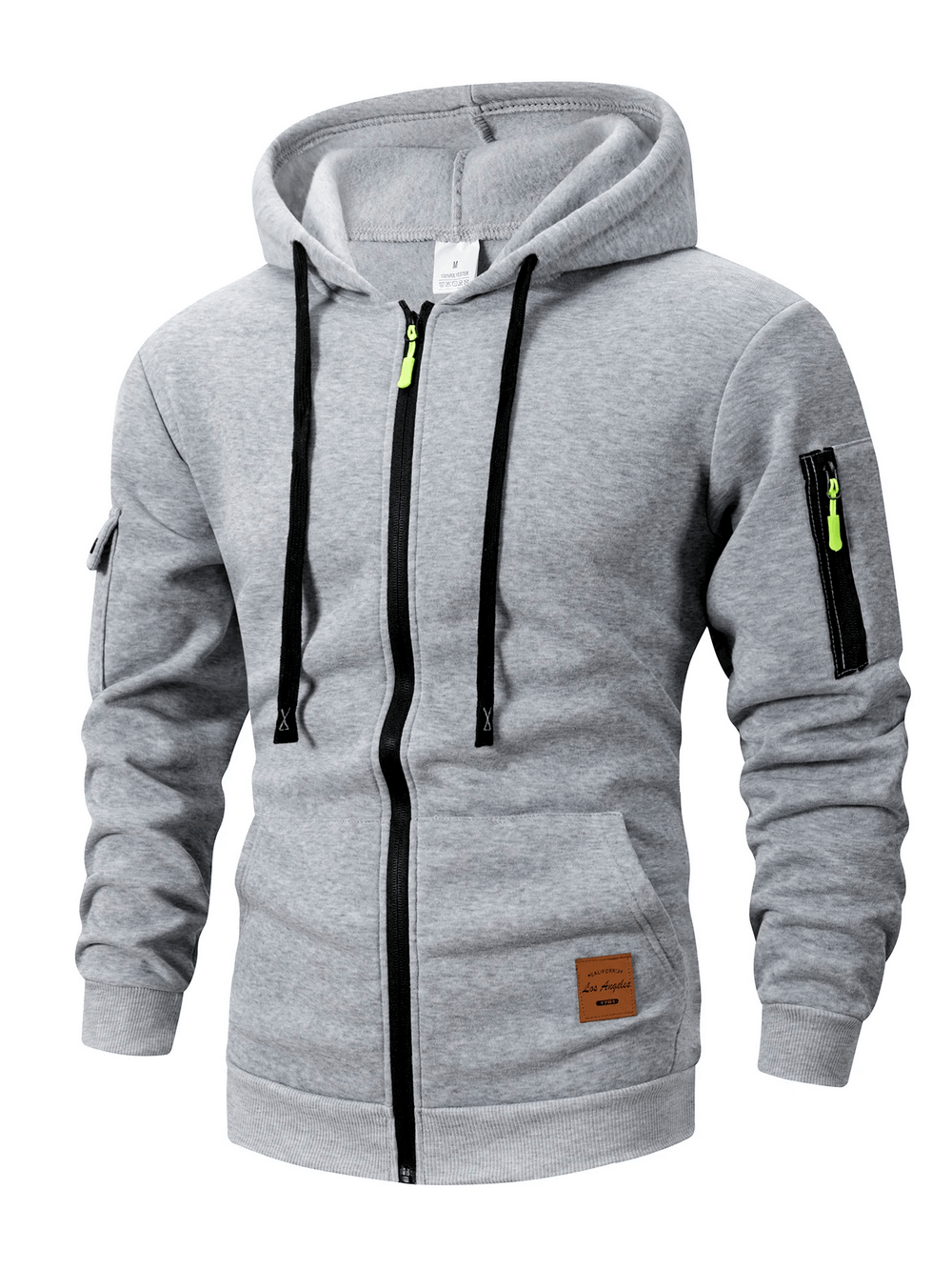 Men's Full Zip Hoodie with Utility Sleeve Pocket - SF4620 in grey with sleek design and zipper sleeve pocket