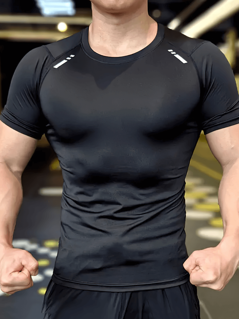 Alt Tag: Men's Gradient Compression Gym T-Shirt Slim Fit - SF4344 black slim fit compression workout tee for strength training, gym, cardio