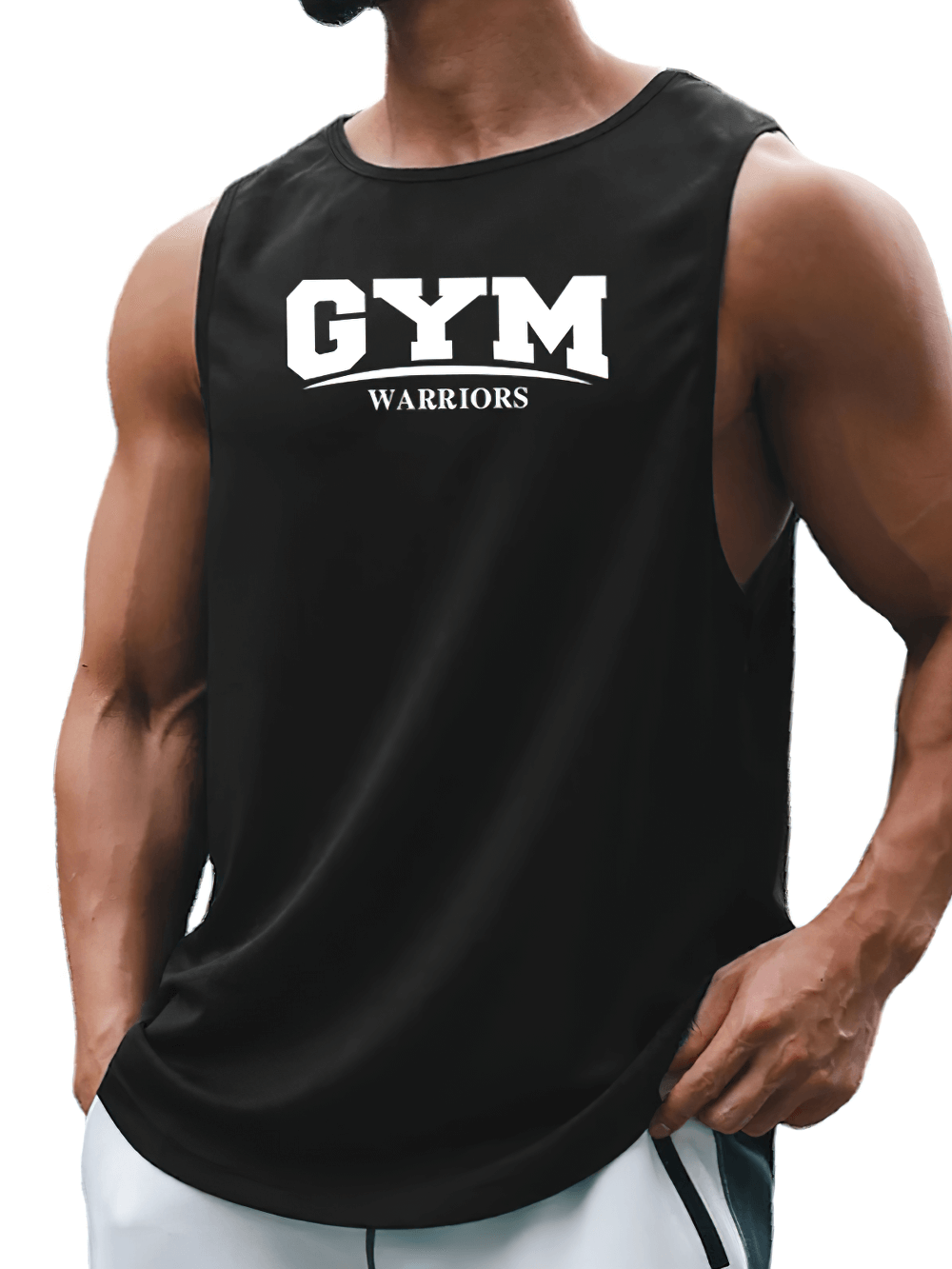 Men's Gym Warrior Training Tank Top with Bold Logo - SF4088 in black, sporty mesh fabric for workouts, featuring bold logo design