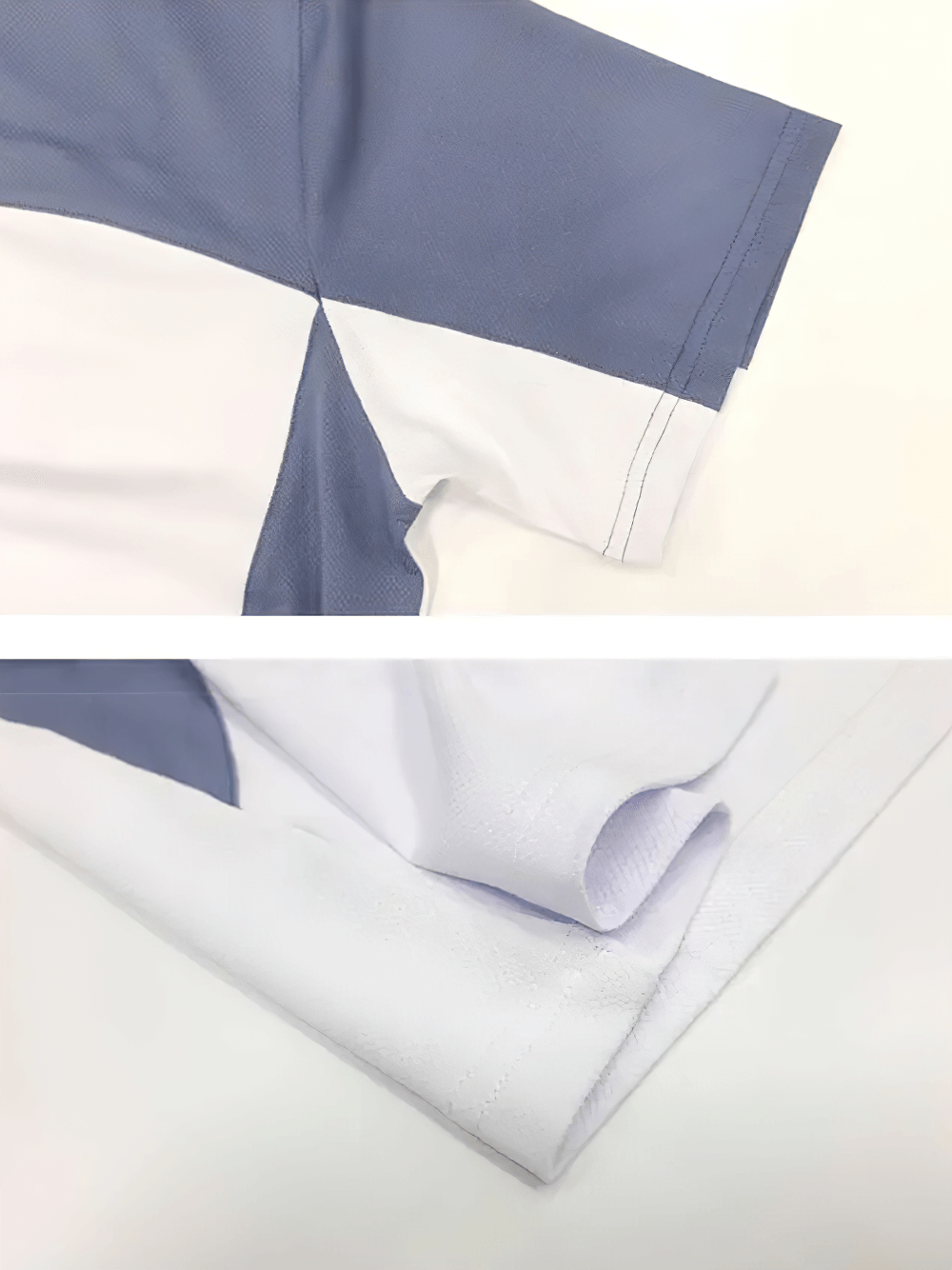 Alt Tag: Men's Half Zip Athletic Golf Tennis Sport T-Shirt - SF4343 close-up of color block sleeve and hem in lightweight stretch fabric