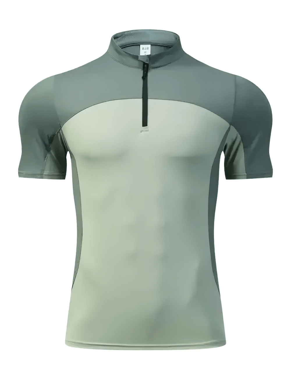 Alt Tag: Men's Half Zip Athletic Golf Tennis Sport T-Shirt - SF4343 muscle fit colour block short sleeve half-zip ice silk gym top