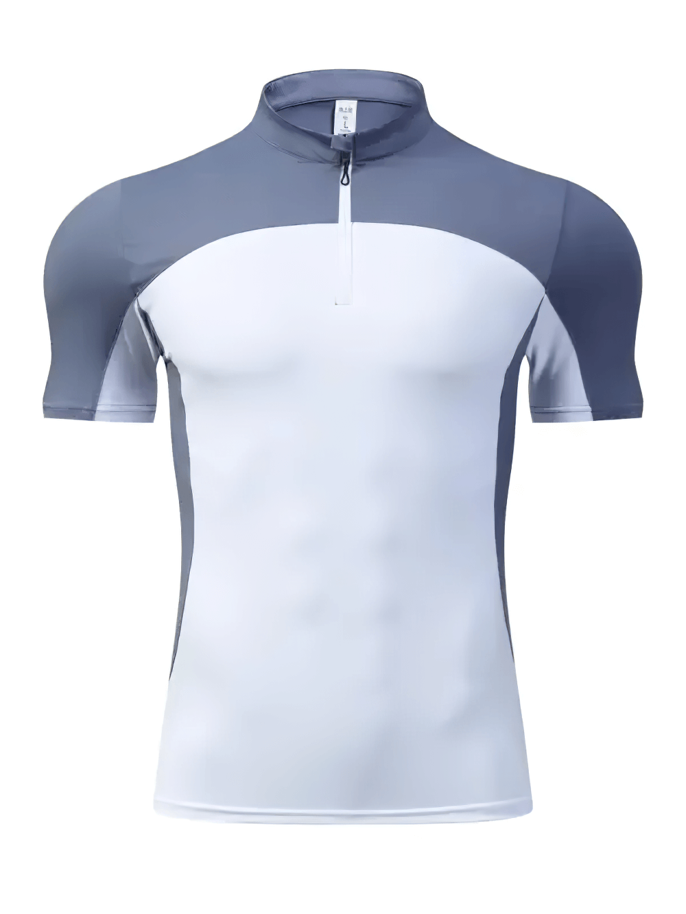 Alt Tag: Men's Half Zip Athletic Golf Tennis Sport T-Shirt - SF4343 muscle fit colour block short sleeve half zip ice silk gym top