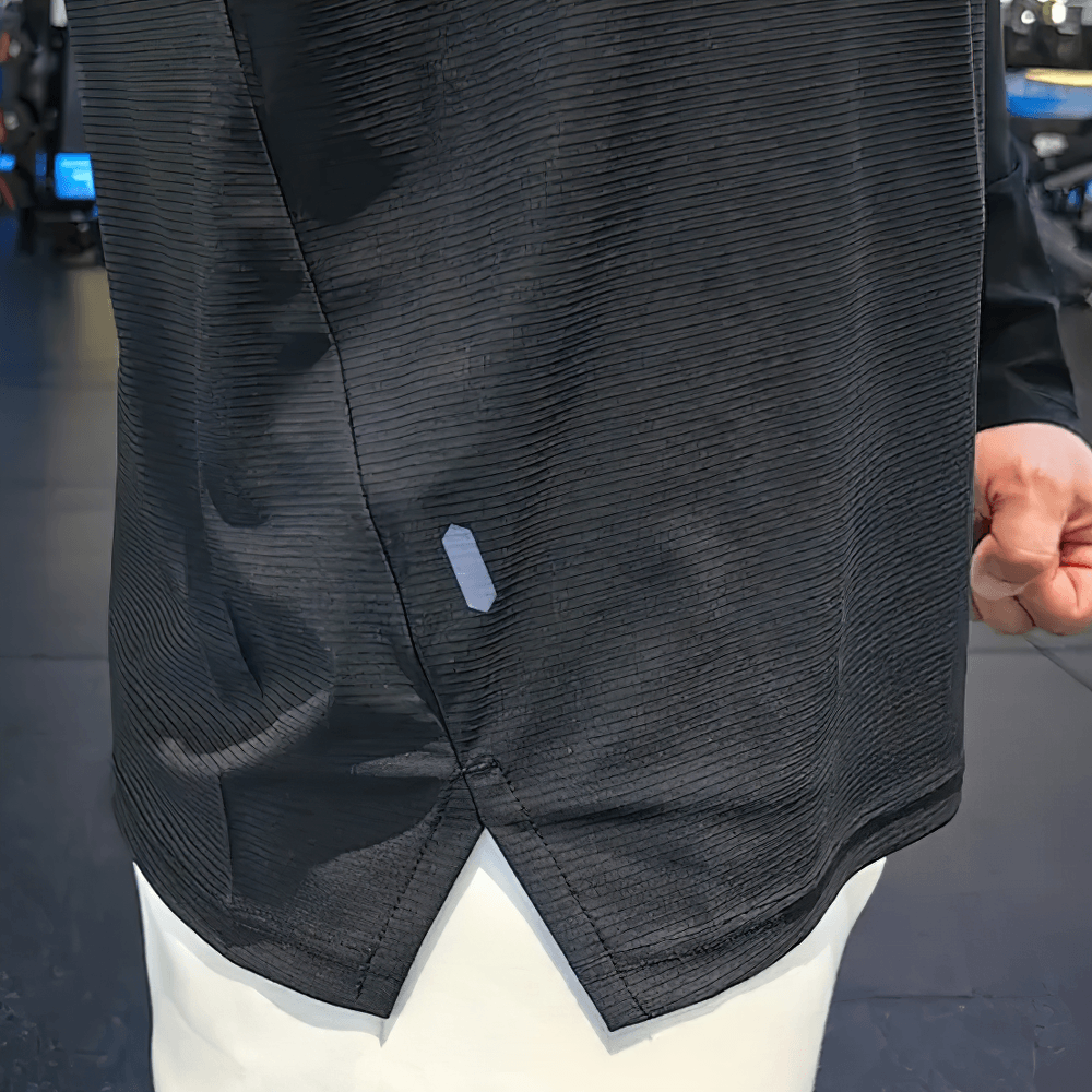 Men's Half Zip Training Top with Side Hem Slits - SF4738 detail showing ribbed texture and side slits
