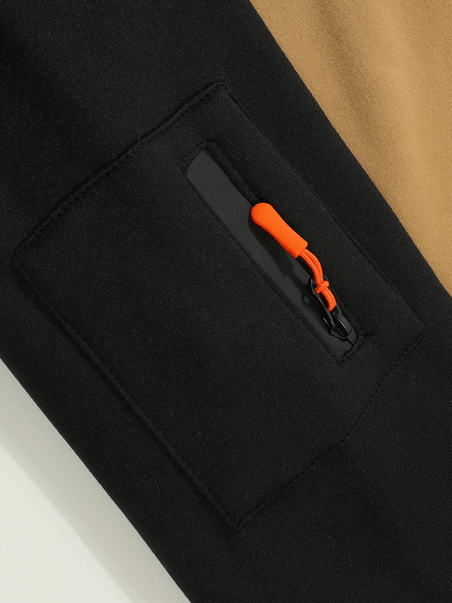 Men's Half-Zip Utility Hoodie with Strap Pocket - SF4719 showcasing a stylish strap pocket detail.
