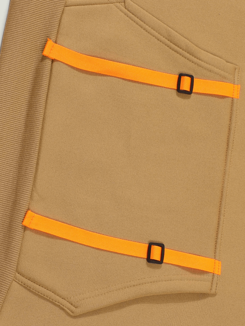 Men's Half-Zip Utility Hoodie with Strap Pocket - SF4719 close-up of straps and pocket details.
