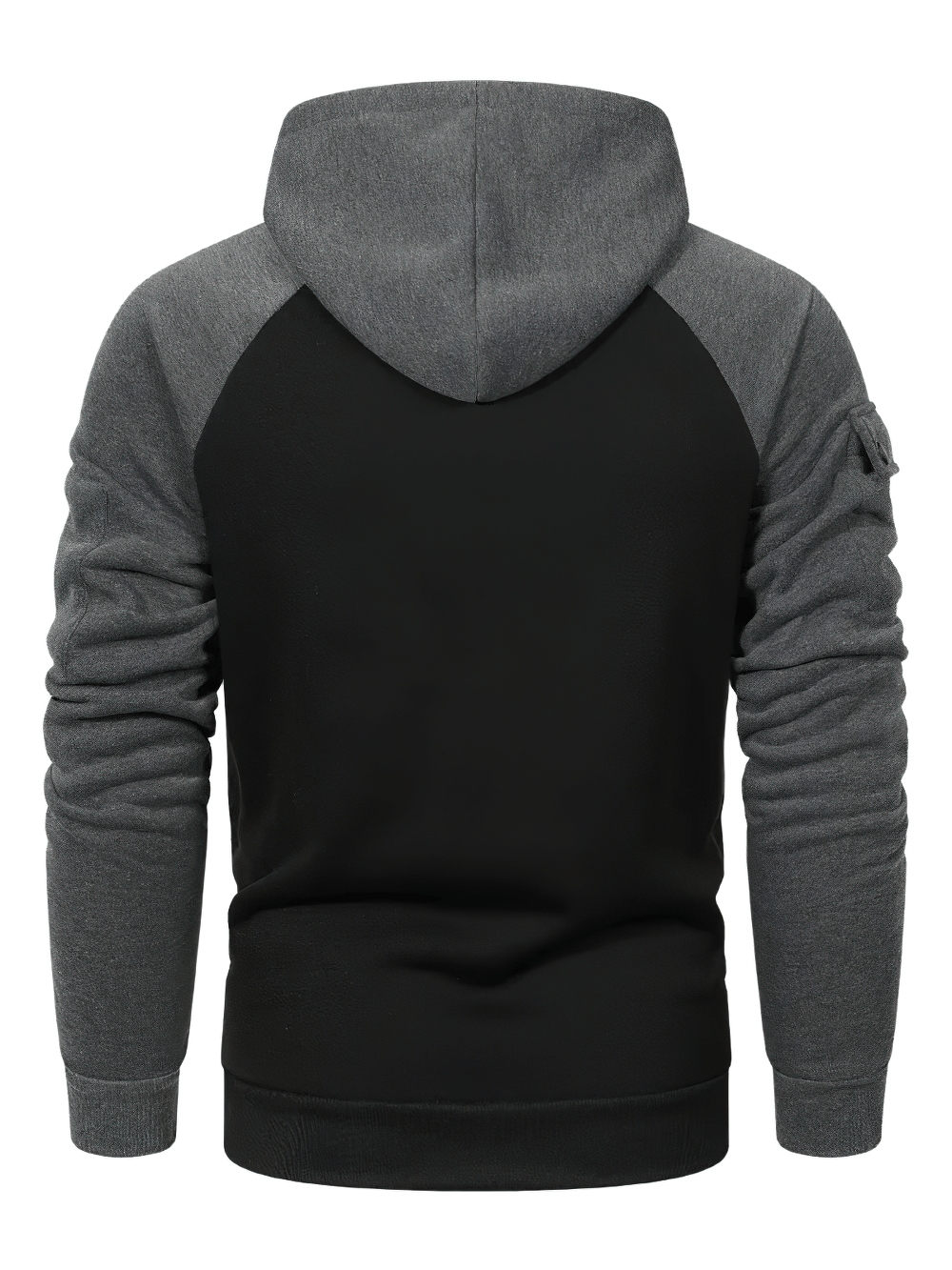 Men's Half-Zip Utility Hoodie with Strap Pocket - SF4719, back view showcasing the stylish design.