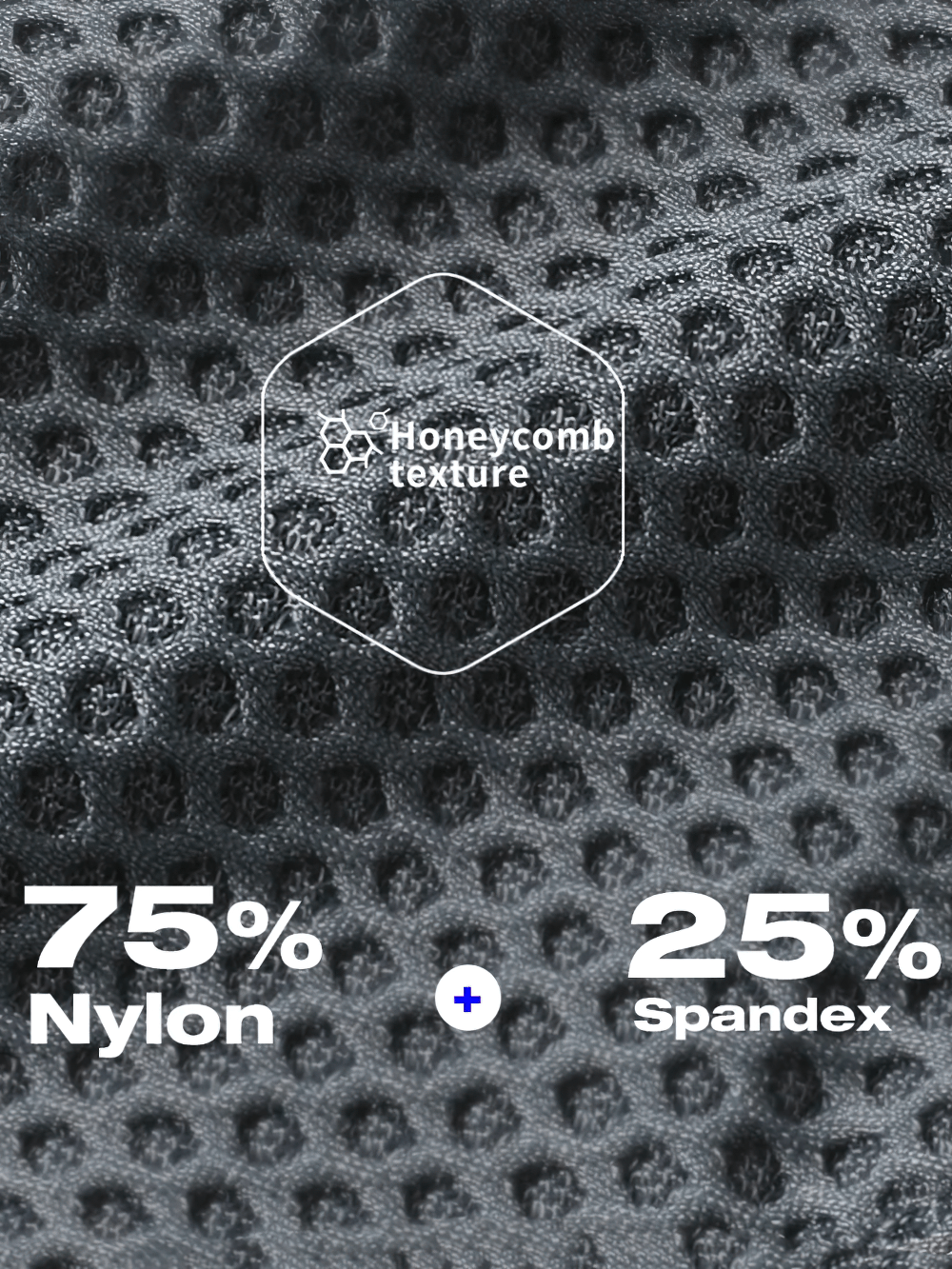 Men's Ice Mesh Boxer Briefs with Sports Pouch - SF4715 fabric showing honeycomb texture with 75% nylon and 25% spandex.