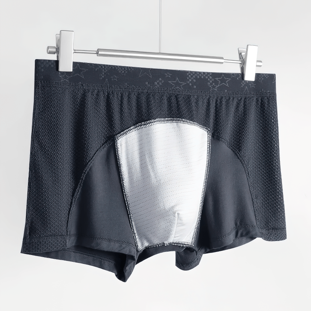 Men's Ice Mesh Boxer Briefs with Sports Pouch - SF4715 displayed on a hanger