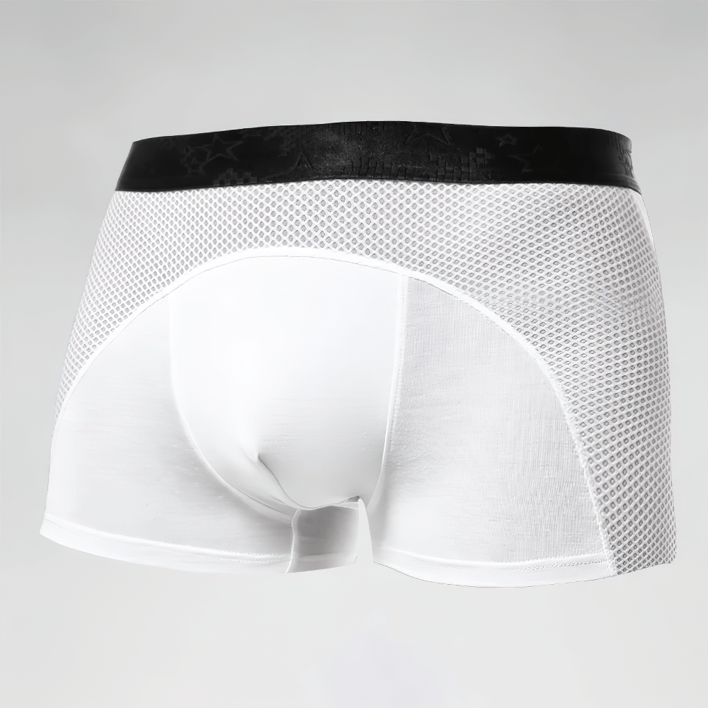 Men's Ice Mesh Boxer Briefs with Sports Pouch - SF4715 showcasing a slim fit and breathable mesh design.